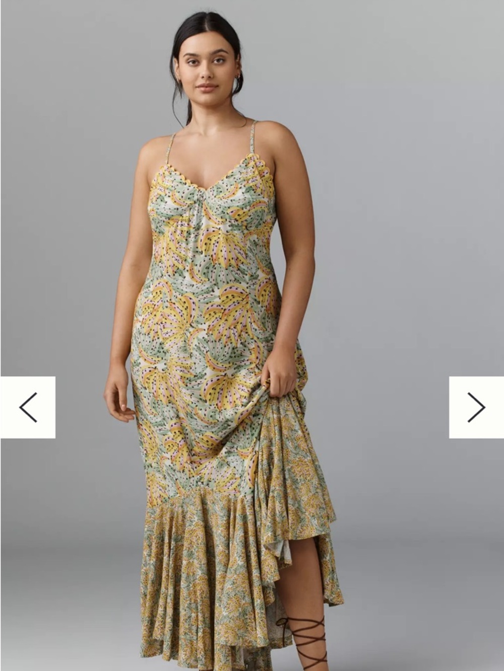 Anthropologie Conditions Apply Eliana Ruffled Slip Maxi Dress SzXS NWT